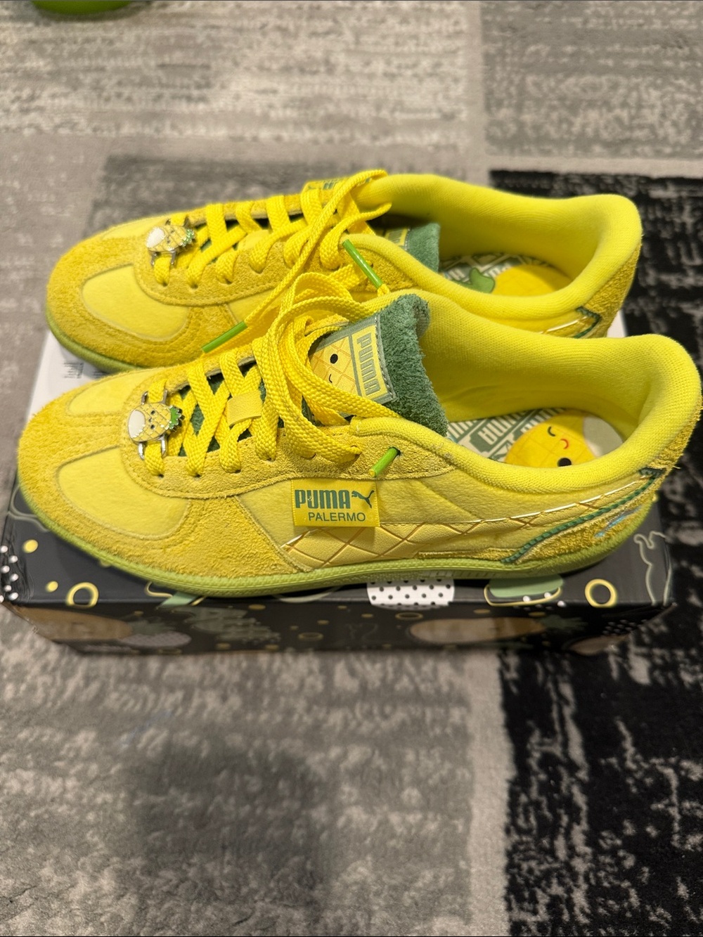 Puma Kids Palermo Sneakers in Yellow with Green Accents